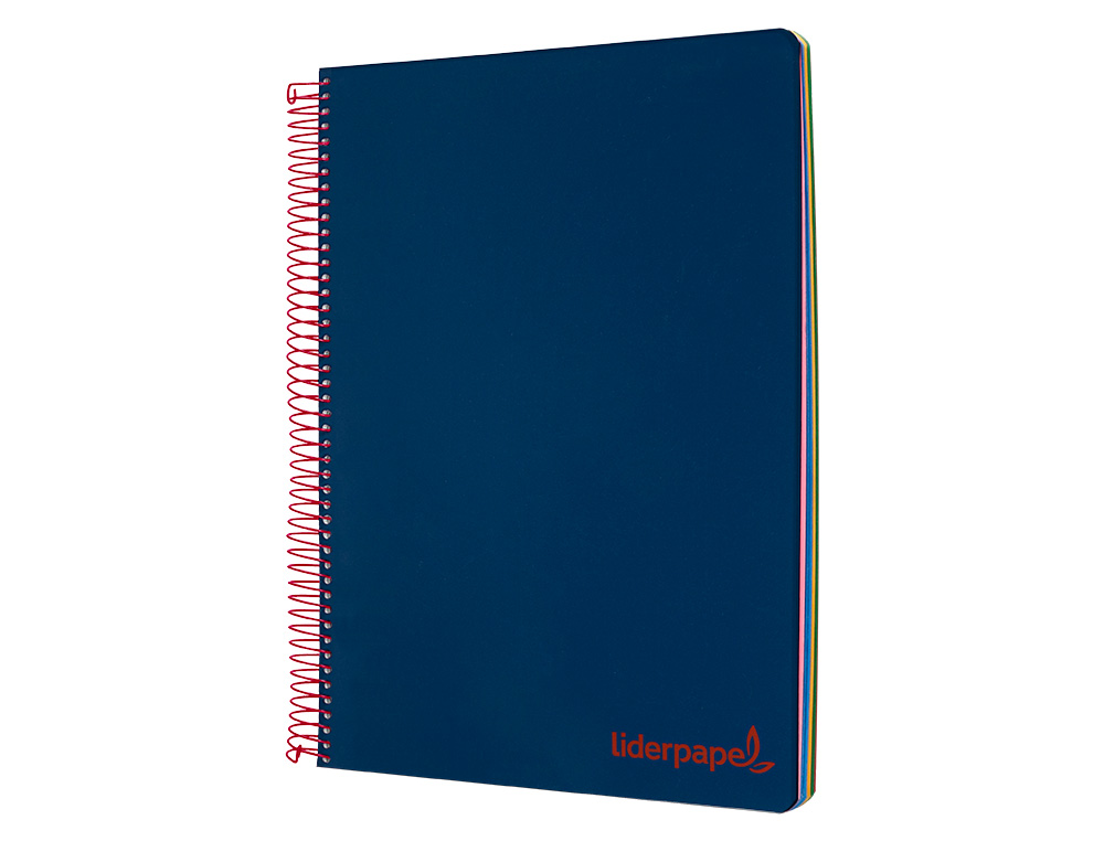 Caderno espiral liderpapel din a5 wonder capa plastico 120 f 90 gr quadricula 5mm 5 bandas de cores 6 furos azul marinho ( Imagem 3 de 16 ) - Preview