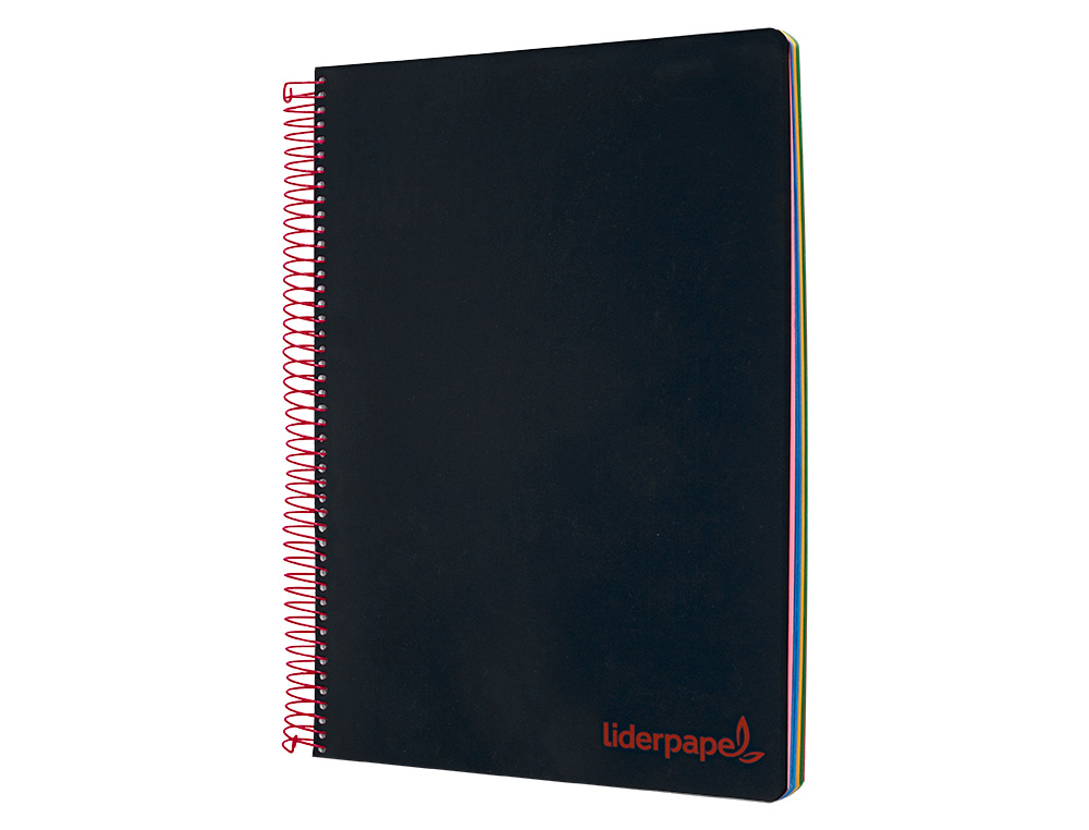 Caderno espiral liderpapel din a5 wonder capa plastico 120 f 90 gr quadricula 5mm 5 bandas de cores 6 furos preto ( Imagem 4 de 16 ) - Preview
