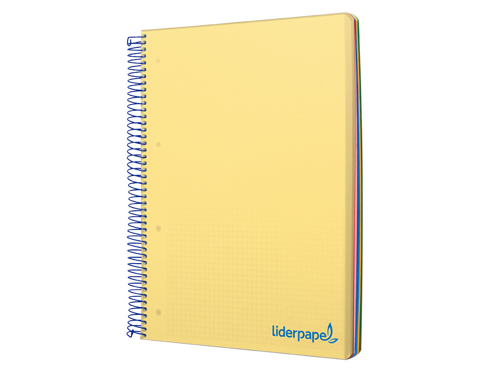 Caderno espiral liderpapel din a5 wonder capa plastico 120 f 90 gr quadricula 5mm 5 bandas de cores 6 furos amarelo ( Imagem 4 de 16 ) - Preview