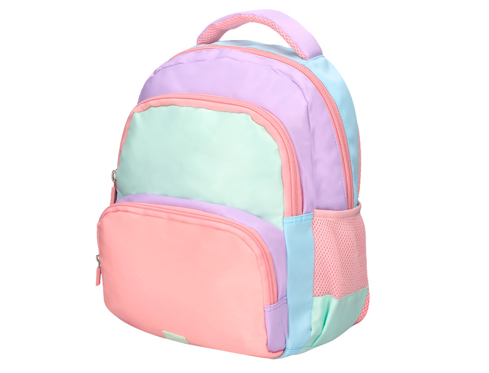 Mochila escolar liderpapel multibolso infantil azul rosa roxo 350x110x270 mm ( Imagem 3 de 15 ) - Preview