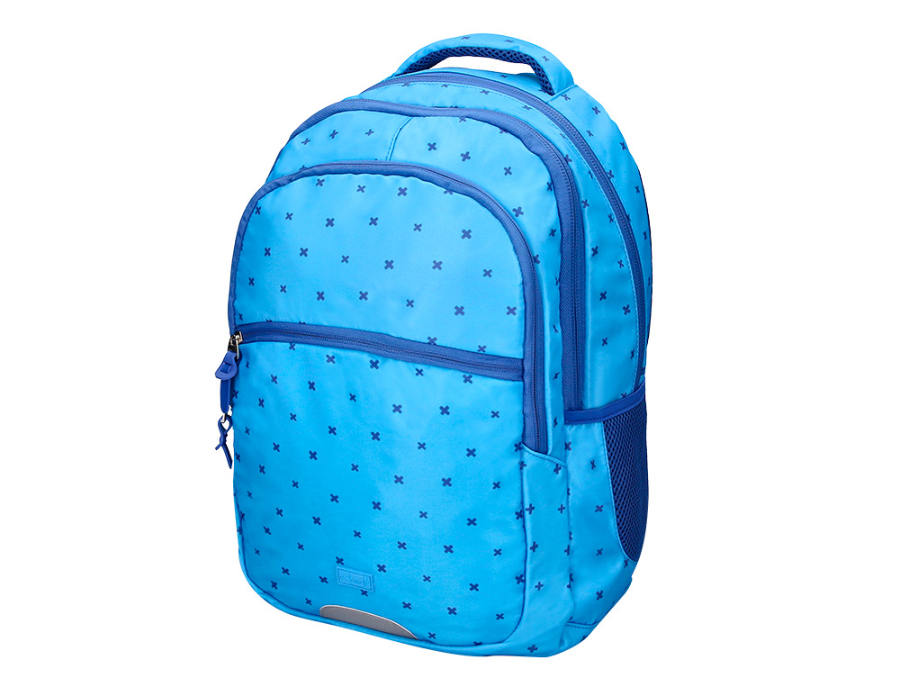 Mochila escolar liderpapel multibolso desenho azul 450x145x300 mm ( Imagem 3 de 14 ) - Preview