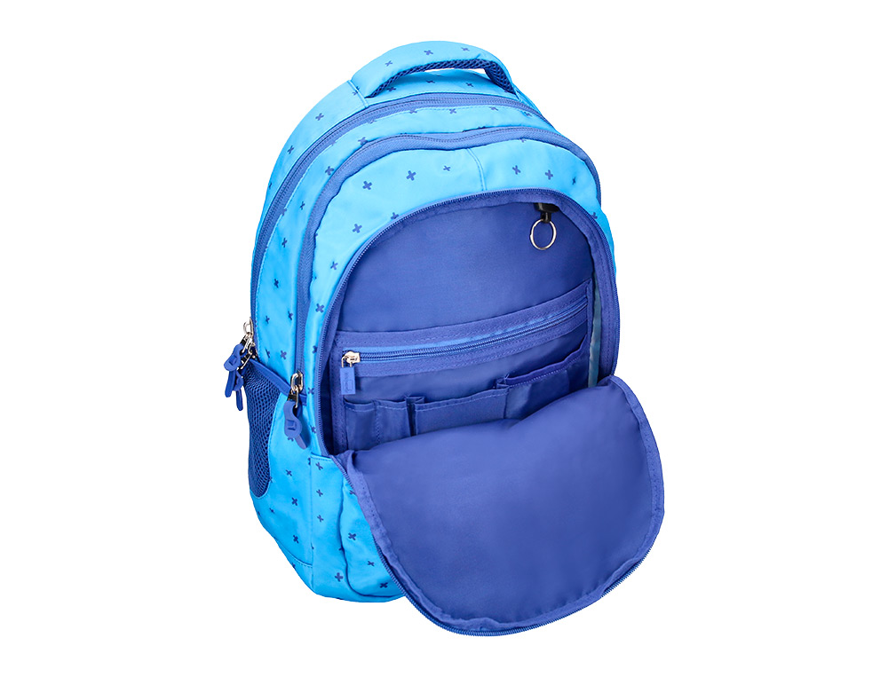Mochila escolar liderpapel multibolso desenho azul 450x145x300 mm ( Imagem 5 de 14 ) - Preview