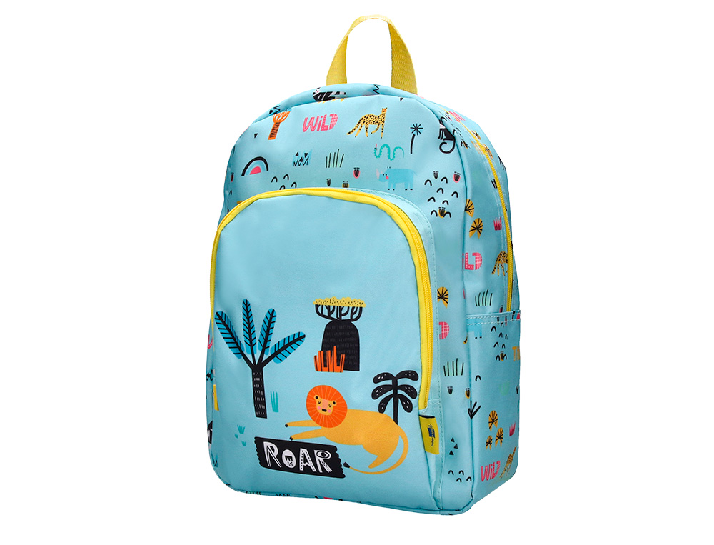Mochila escolar liderpapel infantil safari desenho leao azul 330x100x250 mm ( Imagem 3 de 13 ) - Preview