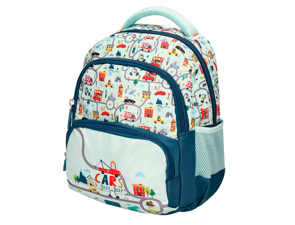Mochila escolar liderpapel multibolso infantil desenho carros 350x110x270 mm ( Imagem 3 de 15 ) - Preview