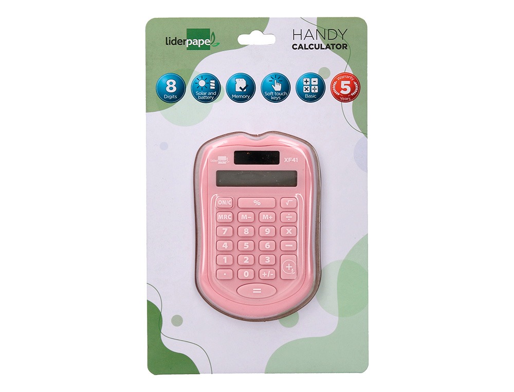 Calculadora liderpapel de bolso xf41 8 digitos solar e pihas cor rosa 94x59,5x10,5mm ( Imagem 5 de 13 ) - Preview