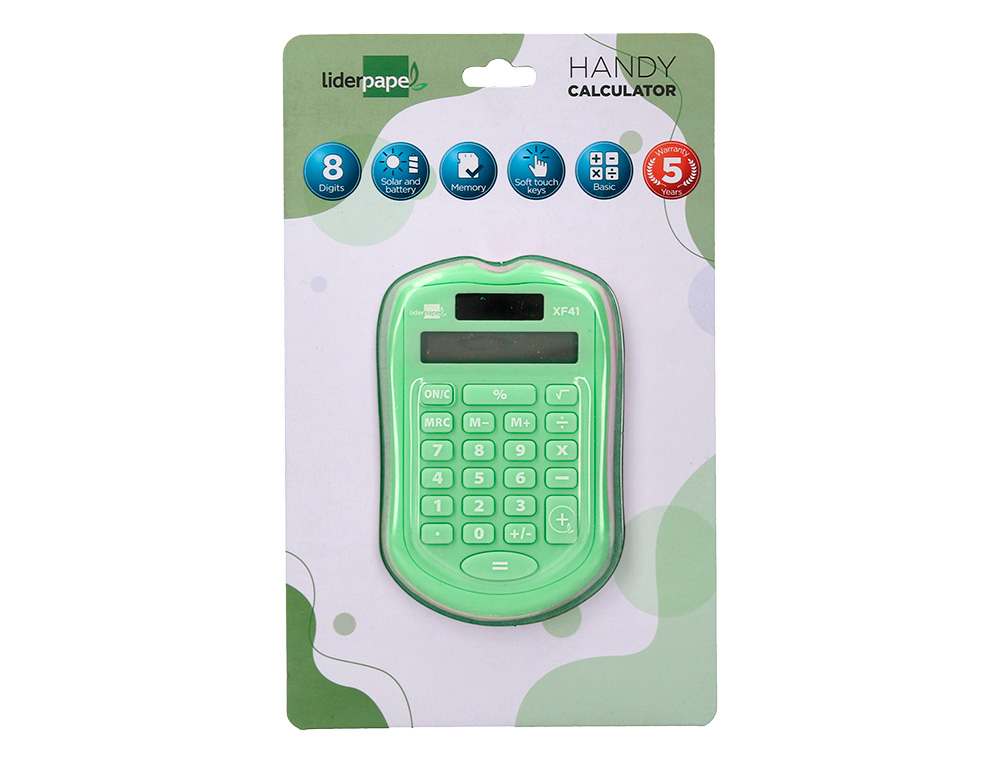 Calculadora liderpapel de bolso xf42 8 digitos solar e pihas cor verde 94x59,5x10,5mm ( Imagem 3 de 13 ) - Preview