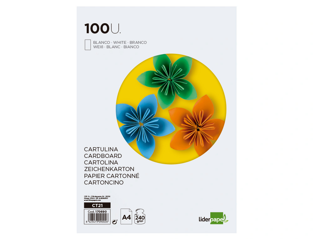 Cartolina liderpapel a4 240 gr branco embalagem de 100 folhas ( Imagem 3 de 11 ) - Preview