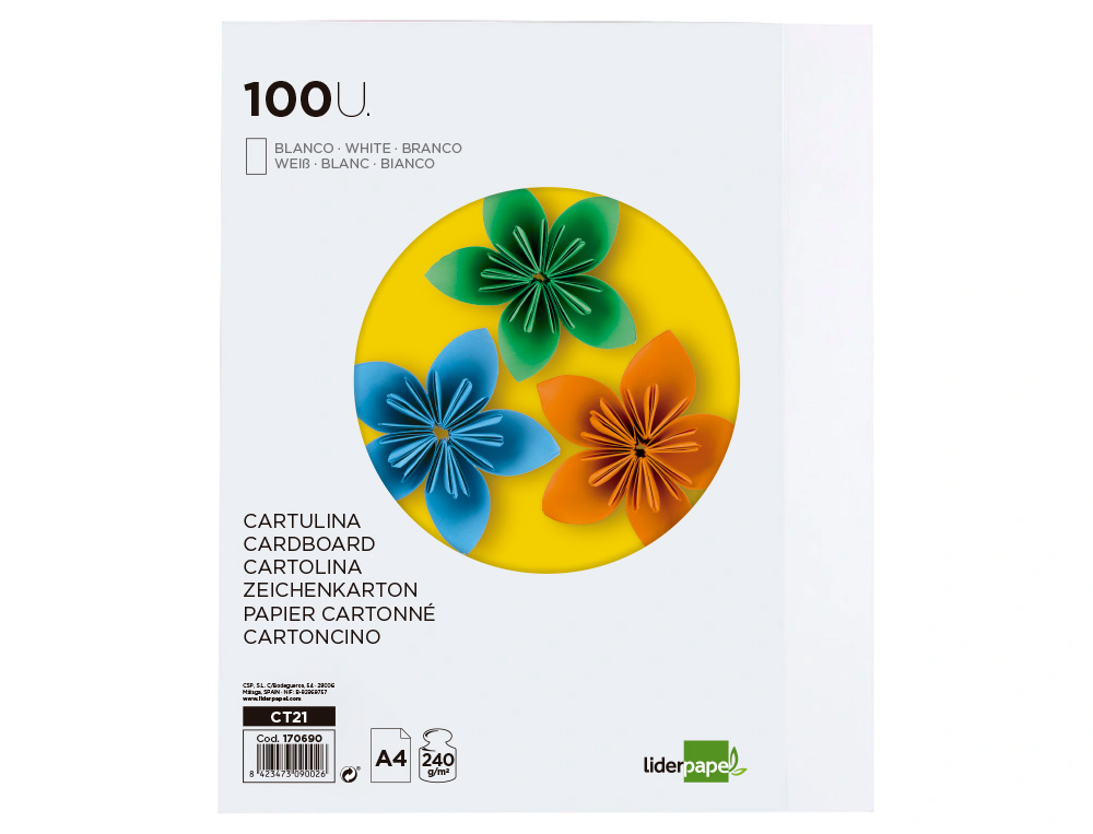 Cartolina liderpapel a4 240 gr branco embalagem de 100 folhas ( Imagem 5 de 11 ) - Preview