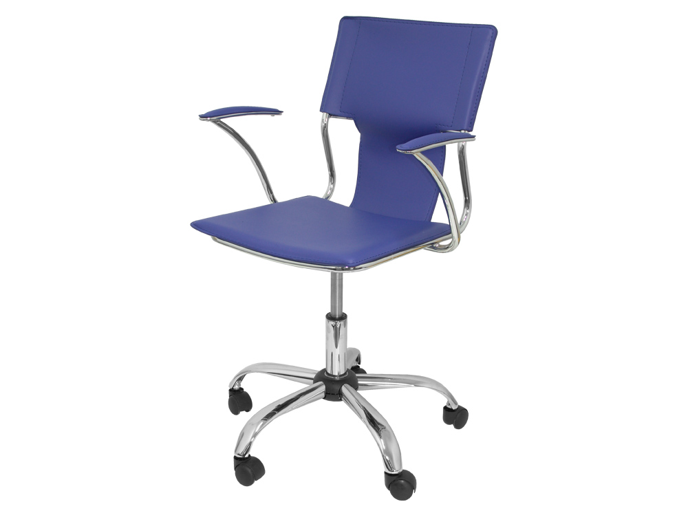 Cadeira de escritorio pyc encosto medio regulavel em a ltura simi pele azul 860+90x480x440 mm ( Imagem 2 de 11 ) - Preview