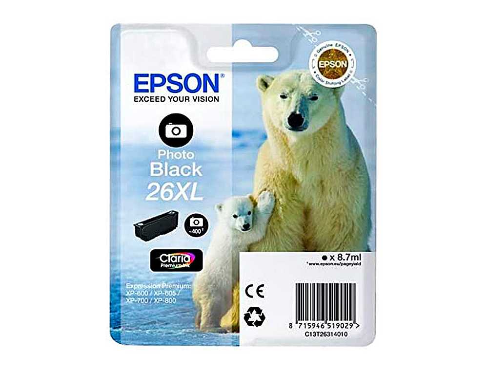 Tinteiro epson 26xl xp-600 / 605 / 700 / 800 preto 700 pag ( Imagem 2 de 9 ) - Preview