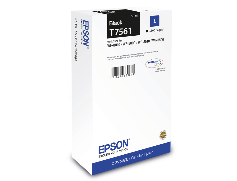 Tinteiro epson t7561 preto l wf-8010dw / 8090d3twc / 8510dwf / 8590dwf capacidade 2500 pag ( Imagem 2 de 3 ) - Preview