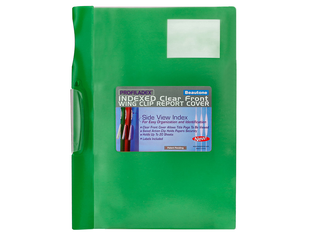 Pasta dossier com clip, transparente, verde (pack c/10) ( Imagem 2 de 5 ) - Preview