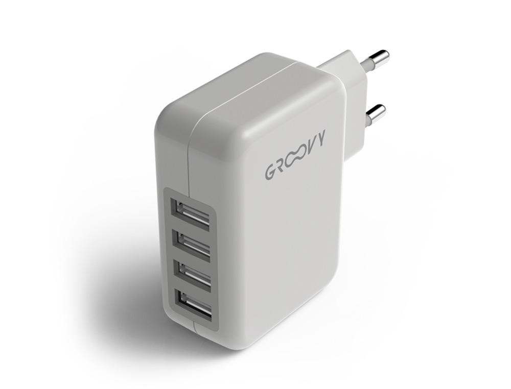 Carregador de parede groovy 4 usb cor branco ( Imagem 4 de 5 ) - Preview