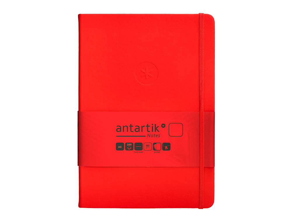 Caderno com elastico antartik capa dura a5 folhas lisas vermelho 100 folhas 80 gr fsc ( Imagem 2 de 11 ) - Preview