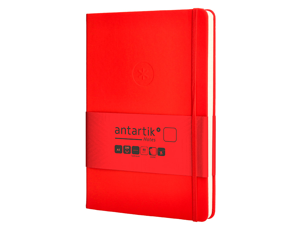 Caderno com elastico antartik capa dura a5 folhas lisas vermelho 100 folhas 80 gr fsc ( Imagem 4 de 11 ) - Preview