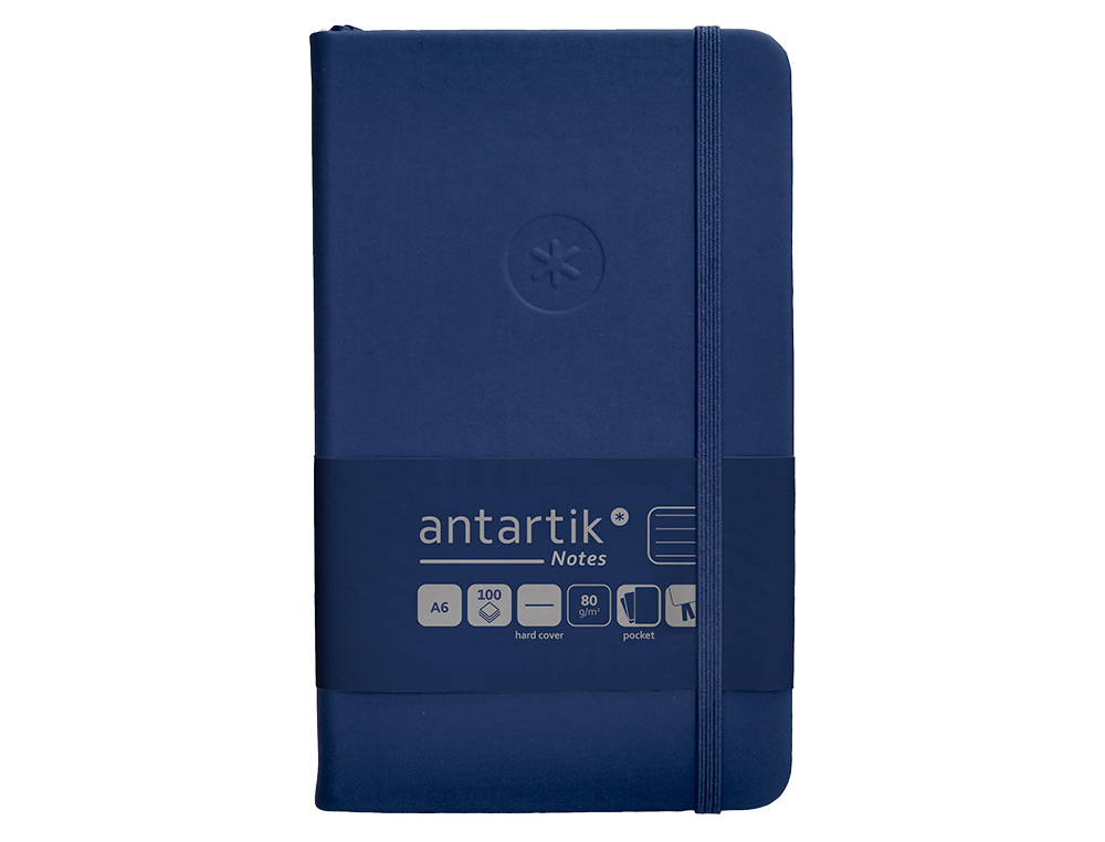 Caderno com elastico antartik capa dura a6 folhas linhas azul marinho 100 folhas 80 gr fsc ( Imagem 2 de 11 ) - Preview