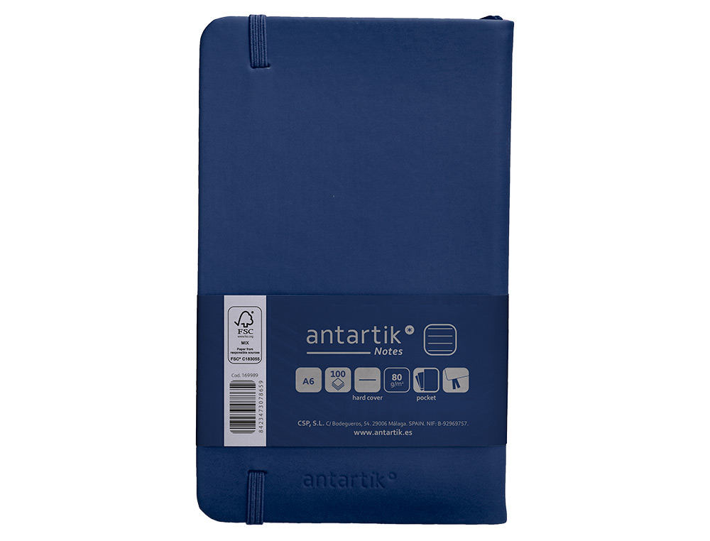Caderno com elastico antartik capa dura a6 folhas linhas azul marinho 100 folhas 80 gr fsc ( Imagem 3 de 11 ) - Preview