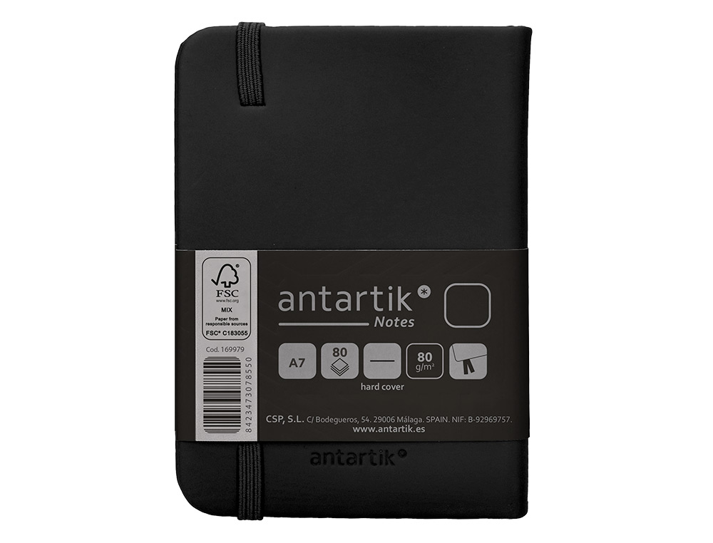 Caderno com elastico antartik capa dura a7 folhas lisas preto 80 folhas 80 gr fsc ( Imagem 3 de 11 ) - Preview