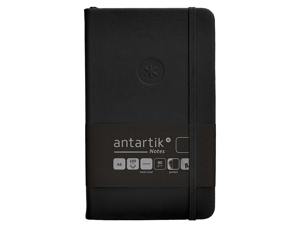Caderno com elastico antartik capa dura a6 folhas lisas preto 100 folhas 80 gr fsc ( Imagem 2 de 11 ) - Preview