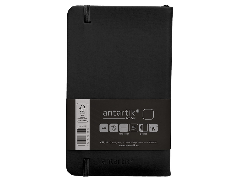 Caderno com elastico antartik capa dura a6 folhas lisas preto 100 folhas 80 gr fsc ( Imagem 3 de 11 ) - Preview