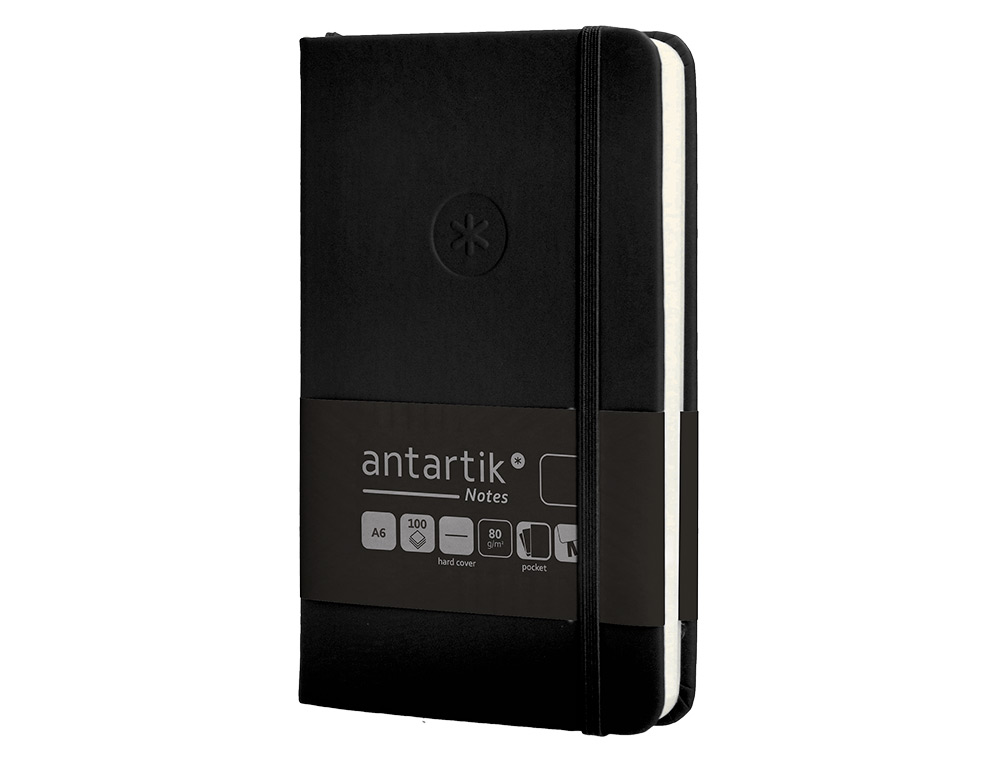 Caderno com elastico antartik capa dura a6 folhas lisas preto 100 folhas 80 gr fsc ( Imagem 4 de 11 ) - Preview