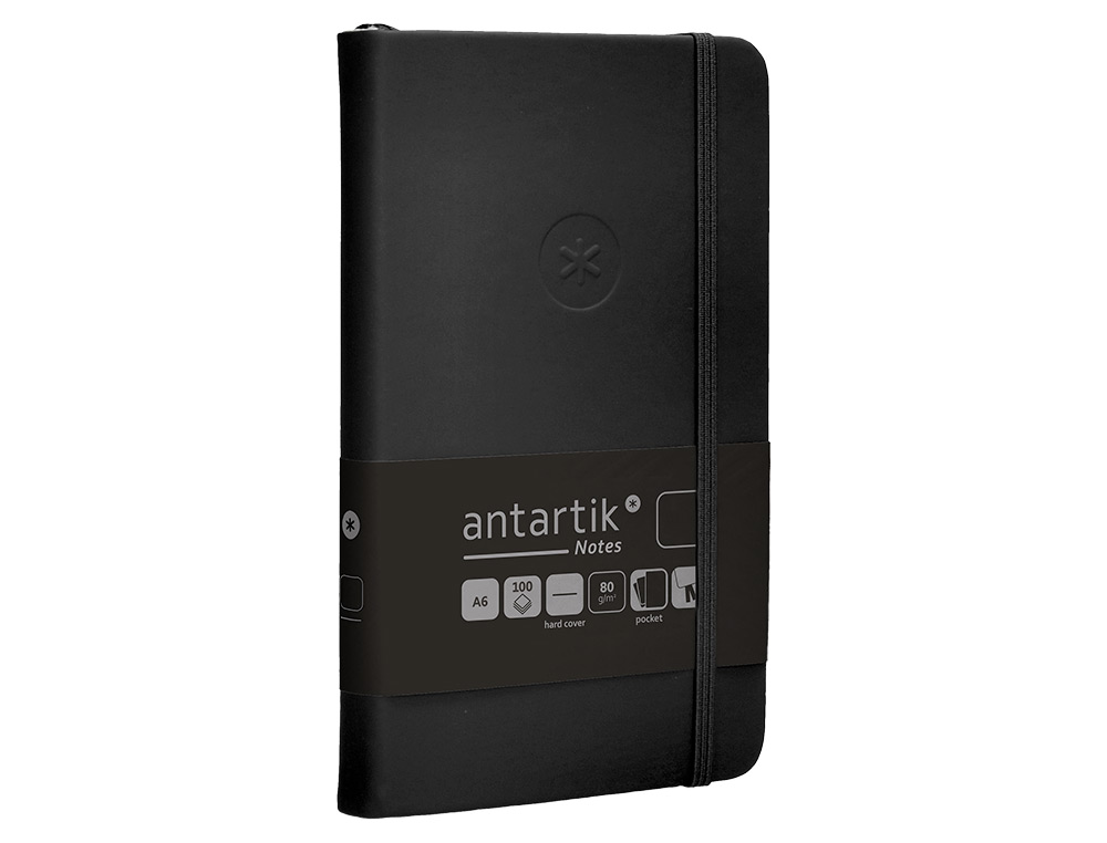Caderno com elastico antartik capa dura a6 folhas lisas preto 100 folhas 80 gr fsc ( Imagem 5 de 11 ) - Preview