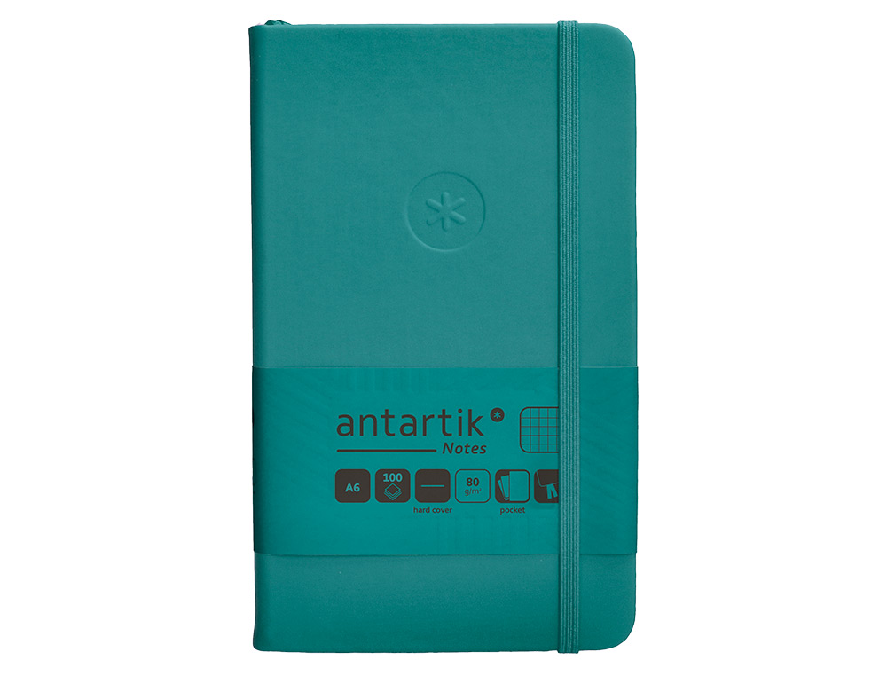 Caderno com elastico antartik capa dura a6 folhas quadricula verde agua-marinha 100 folhas 80 gr fsc ( Imagem 2 de 11 ) - Preview