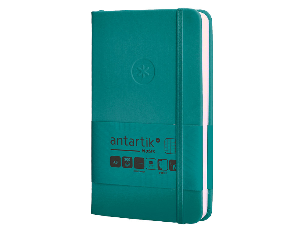 Caderno com elastico antartik capa dura a6 folhas quadricula verde agua-marinha 100 folhas 80 gr fsc ( Imagem 4 de 11 ) - Preview