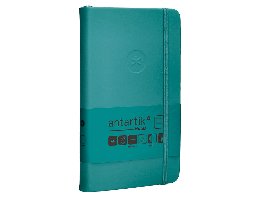 Caderno com elastico antartik capa dura a6 folhas quadricula verde agua-marinha 100 folhas 80 gr fsc ( Imagem 5 de 11 ) - Preview