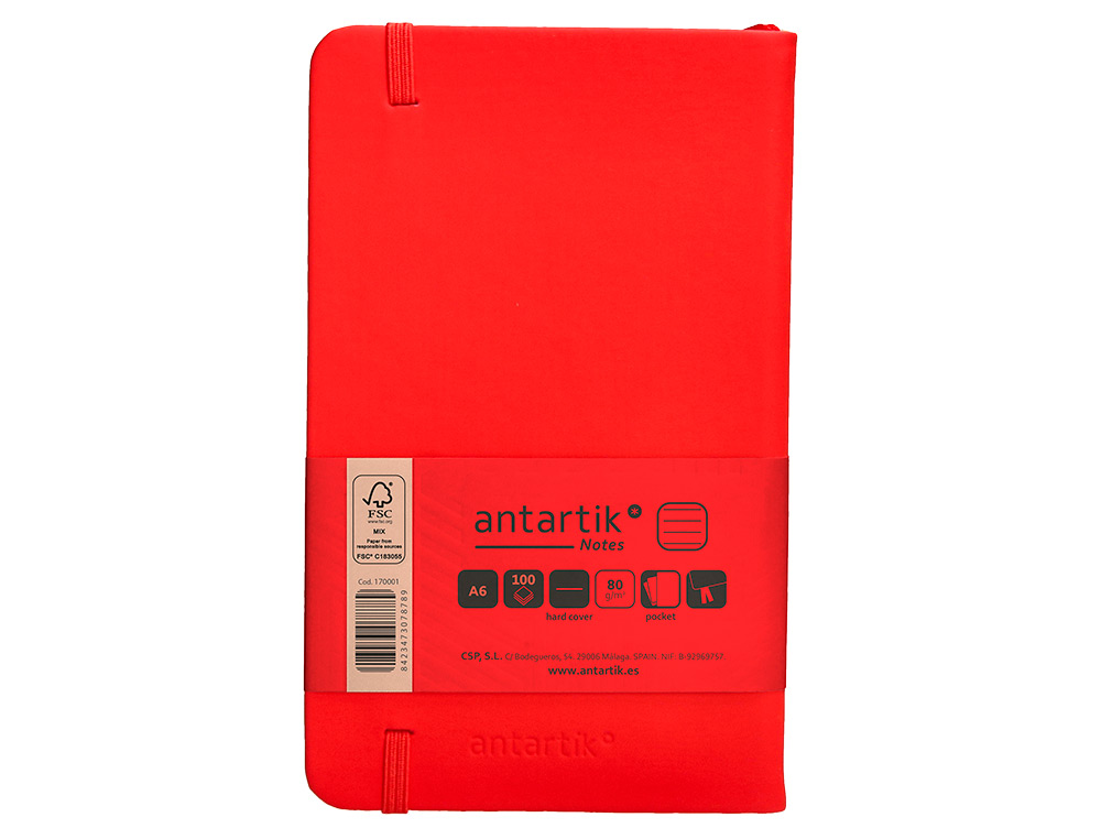 Caderno com elastico antartik capa dura a6 folhas linhas vermelho 100 folhas 80 gr fsc ( Imagem 3 de 11 ) - Preview