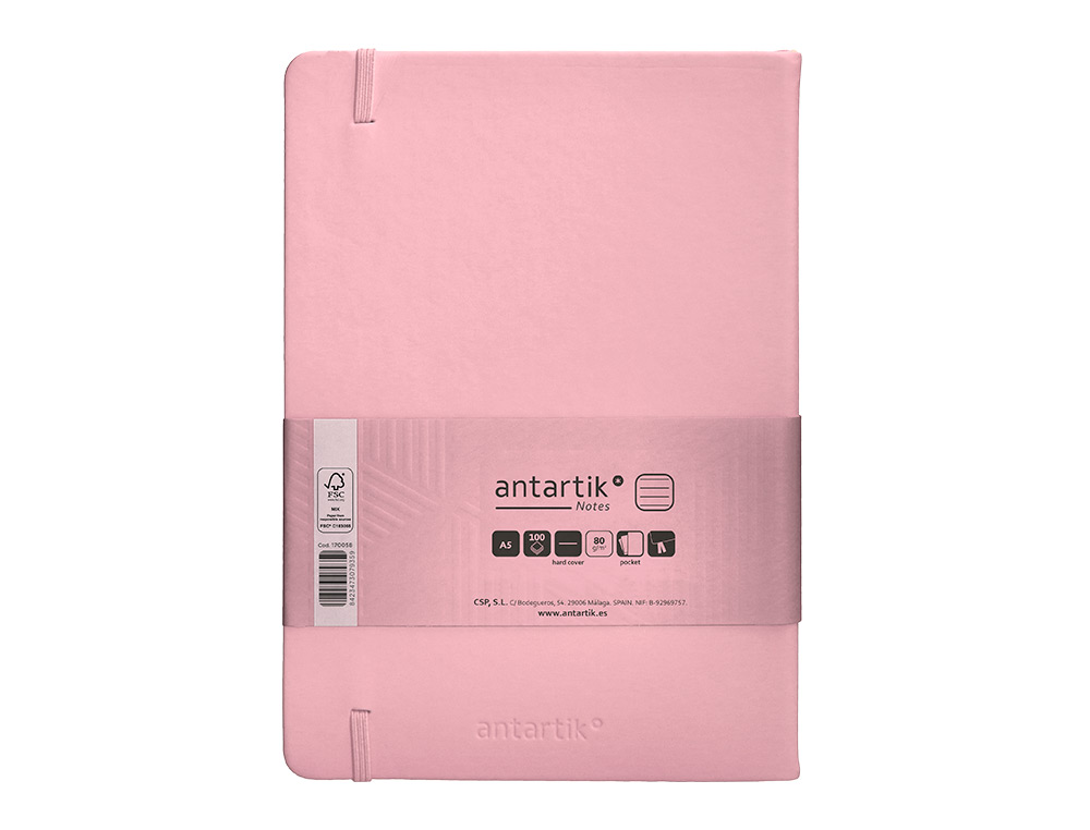 Caderno com elastico antartik capa dura a5 folhas linhas rosa pastel 100 folhas 80 gr fsc ( Imagem 3 de 11 ) - Preview