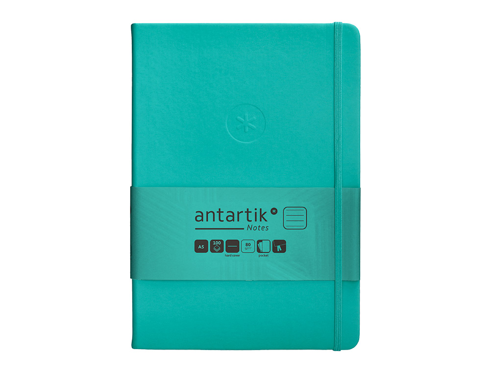 Caderno com elastico antartik capa dura a5 folhas linhas turquesa 100 folhas 80 gr fsc ( Imagem 2 de 11 ) - Preview
