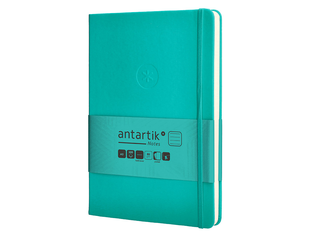 Caderno com elastico antartik capa dura a5 folhas linhas turquesa 100 folhas 80 gr fsc ( Imagem 4 de 11 ) - Preview