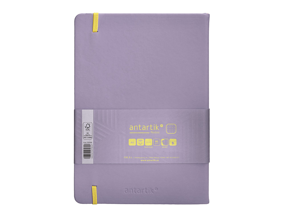 Caderno com elastico antartik capa dura a5 folhas pontos roxo e amarelo 100 folhas 80 gr fsc ( Imagem 3 de 11 ) - Preview