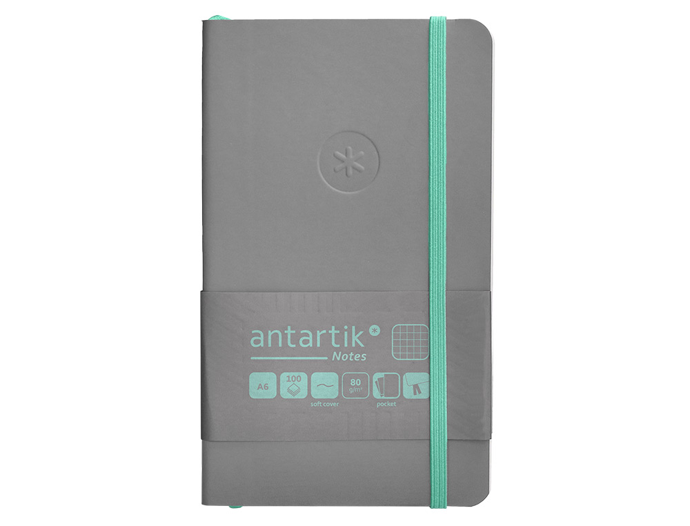 Caderno com elastico antartik capa mole a6 quadricula cinza e turquesa 100 folhas 80 gr fsc ( Imagem 2 de 11 ) - Preview