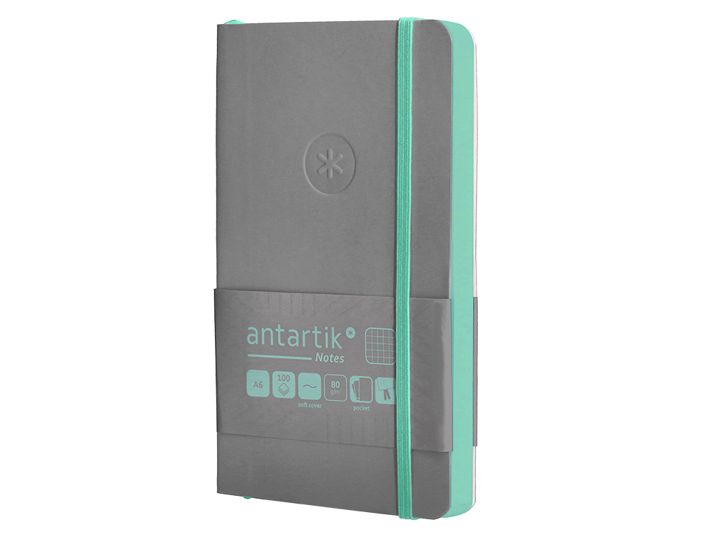 Caderno com elastico antartik capa mole a6 quadricula cinza e turquesa 100 folhas 80 gr fsc ( Imagem 4 de 11 ) - Preview