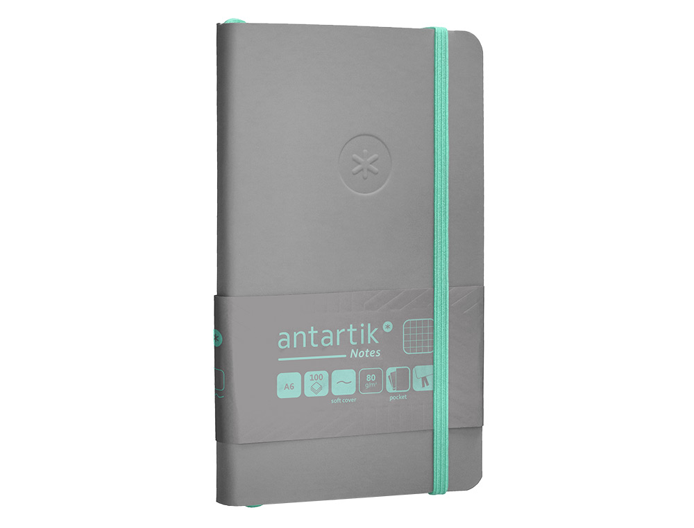 Caderno com elastico antartik capa mole a6 quadricula cinza e turquesa 100 folhas 80 gr fsc ( Imagem 5 de 11 ) - Preview