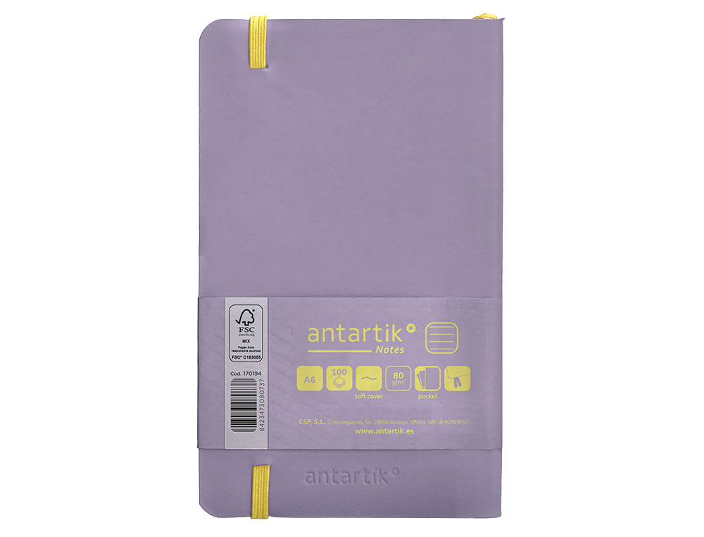 Caderno com elastico antartik capa mole a6 linhas roxo e amarelo 100 folhas 80 gr fsc ( Imagem 3 de 11 ) - Preview