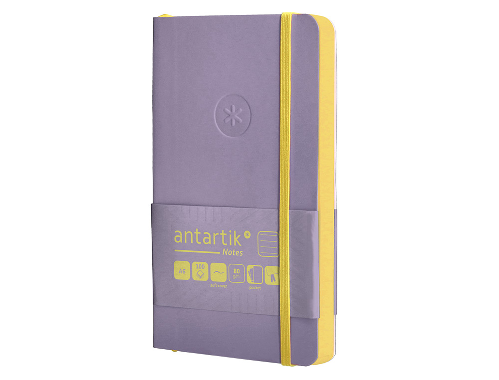 Caderno com elastico antartik capa mole a6 linhas roxo e amarelo 100 folhas 80 gr fsc ( Imagem 4 de 11 ) - Preview