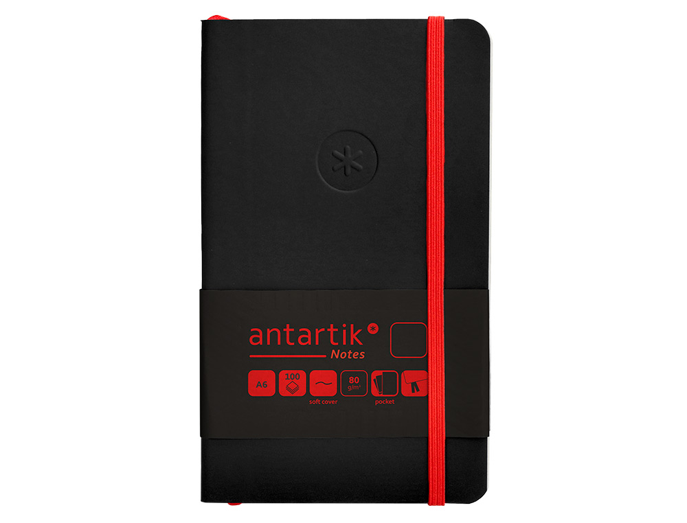 Caderno com elastico antartik capa mole a6 folhas lisas preto e vermelho 100 folhas 80 gr fsc ( Imagem 2 de 11 ) - Preview