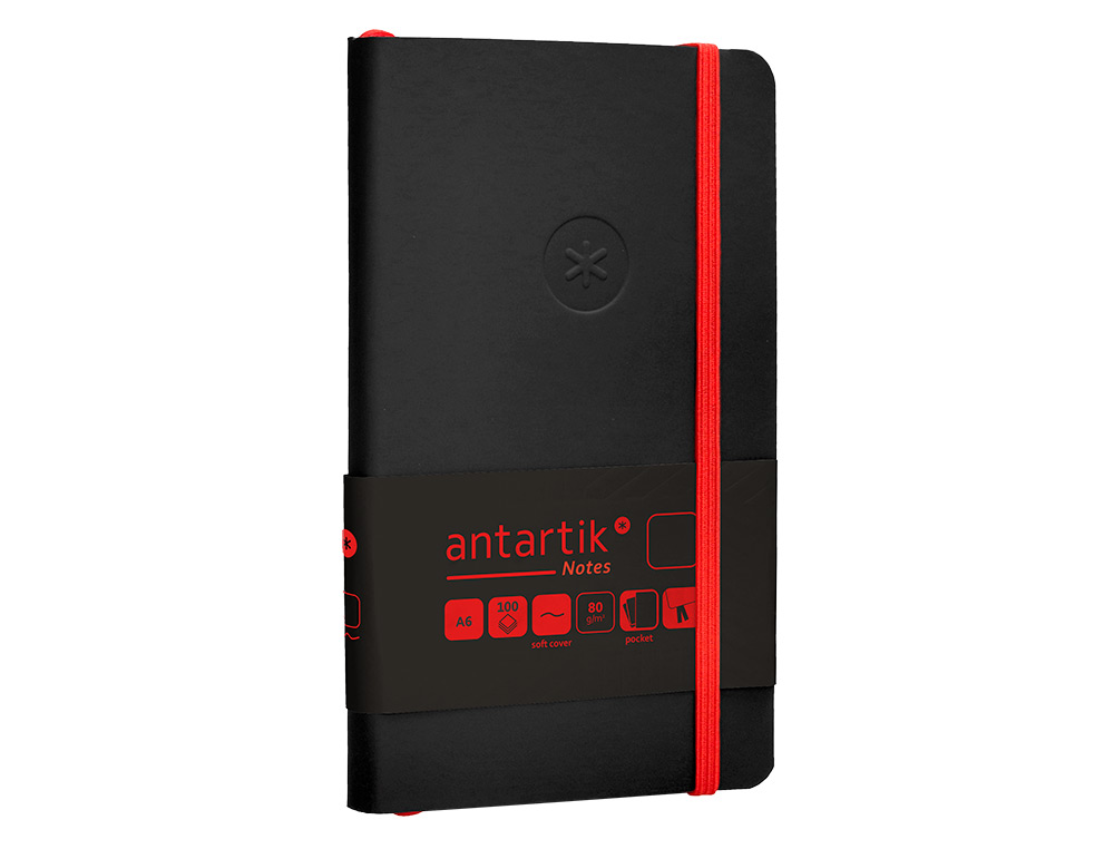 Caderno com elastico antartik capa mole a6 folhas lisas preto e vermelho 100 folhas 80 gr fsc ( Imagem 5 de 11 ) - Preview