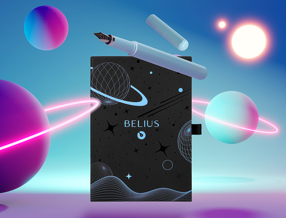 Caneta e bolsa de couro belius azul tinta preta caixa de oferta ( Imagem 2 de 23 ) - Preview