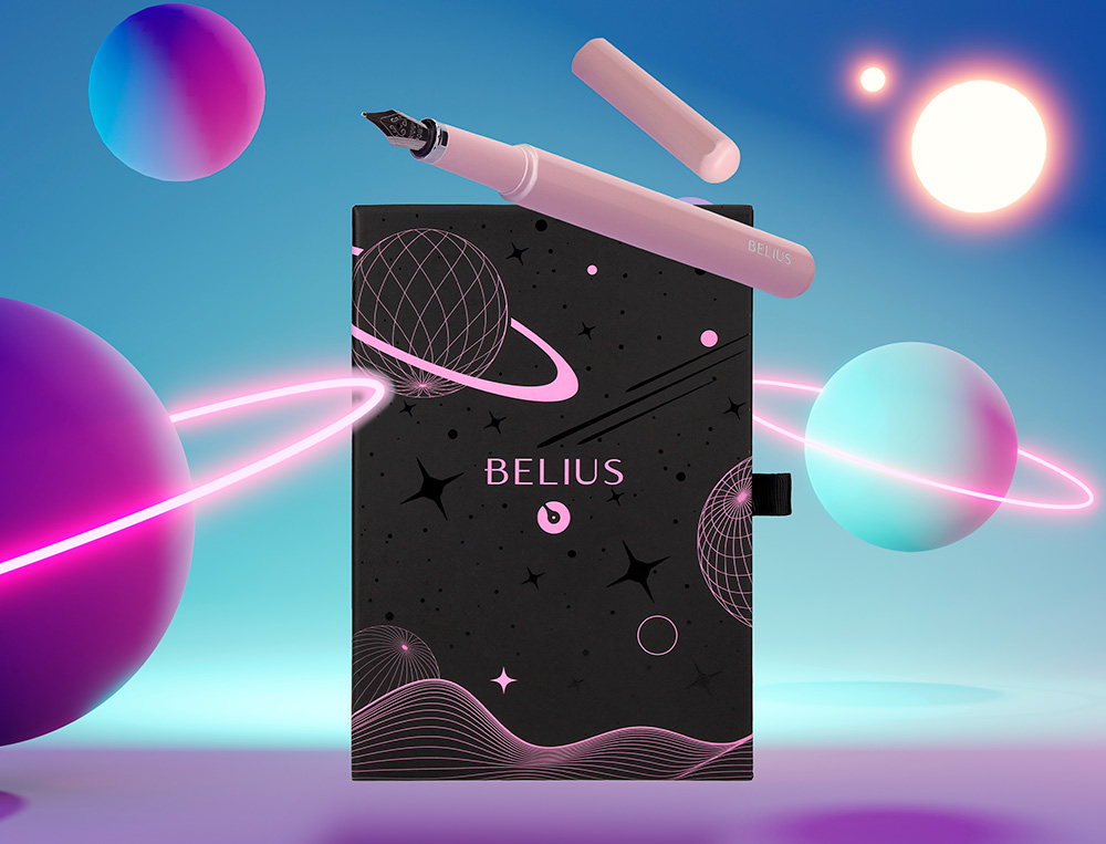 Caneta e bolsa de couro belius rosa tinta preta caixa de oferta ( Imagem 2 de 23 ) - Preview