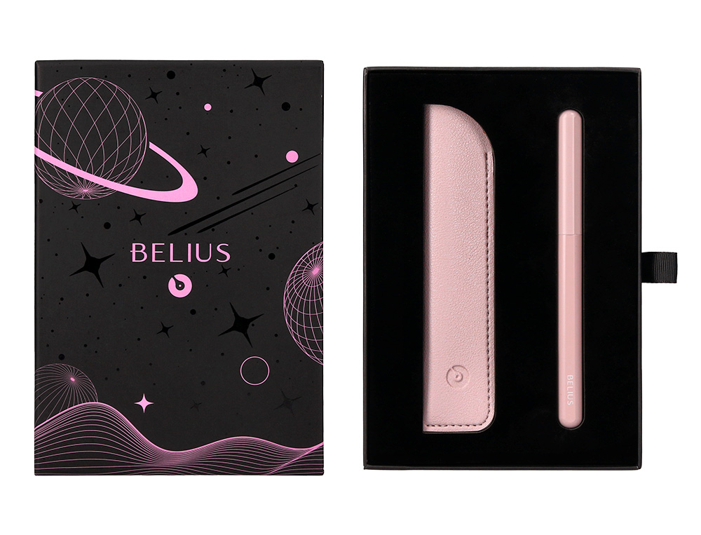 Caneta e bolsa de couro belius rosa tinta preta caixa de oferta ( Imagem 5 de 23 ) - Preview