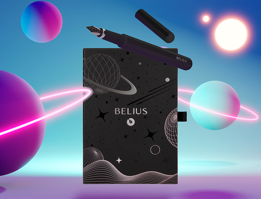 Caneta e bolsa de couro belius preto tinta preta caixa de oferta ( Imagem 2 de 23 ) - Preview