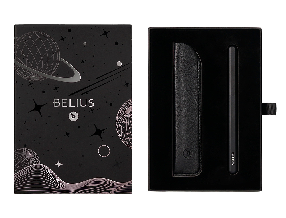 Caneta e bolsa de couro belius preto tinta preta caixa de oferta ( Imagem 5 de 23 ) - Preview