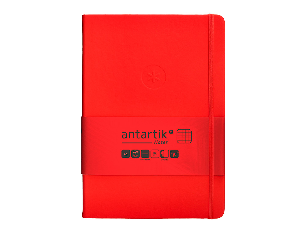 Caderno com elastico antartik capa dura a5 folhas quadricula vermelho 100 folhas 80 gr fsc ( Imagem 2 de 11 ) - Preview