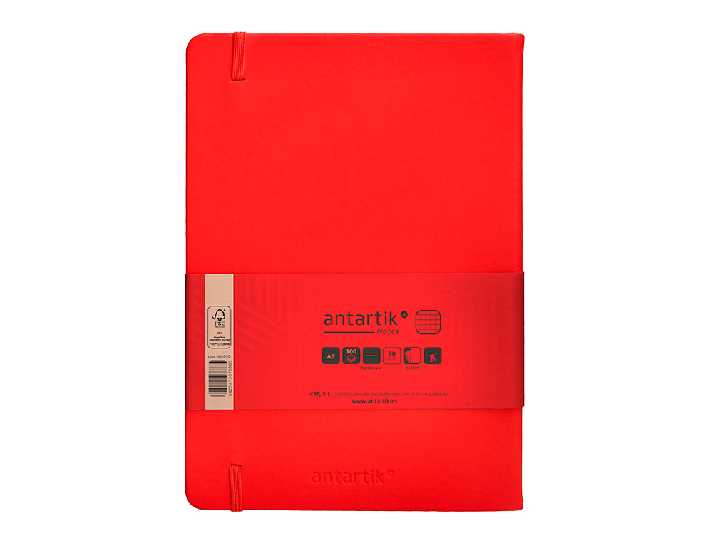 Caderno com elastico antartik capa dura a5 folhas quadricula vermelho 100 folhas 80 gr fsc ( Imagem 3 de 11 ) - Preview