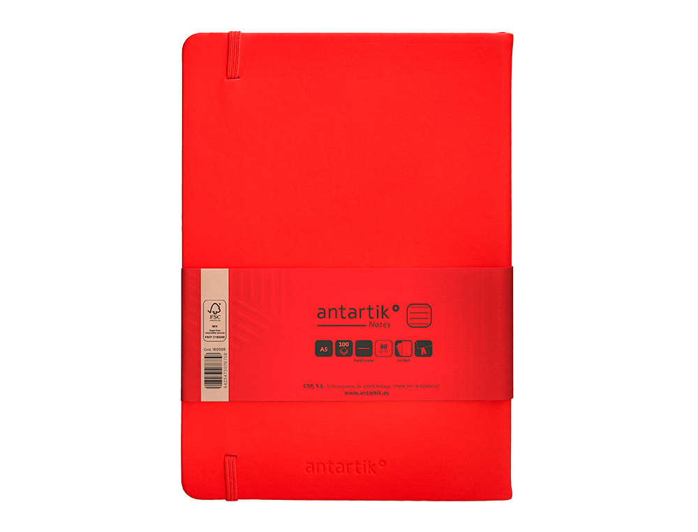 Caderno com elastico antartik capa dura a5 folhas linhas vermelho 100 folhas 80 gr fsc ( Imagem 3 de 11 ) - Preview