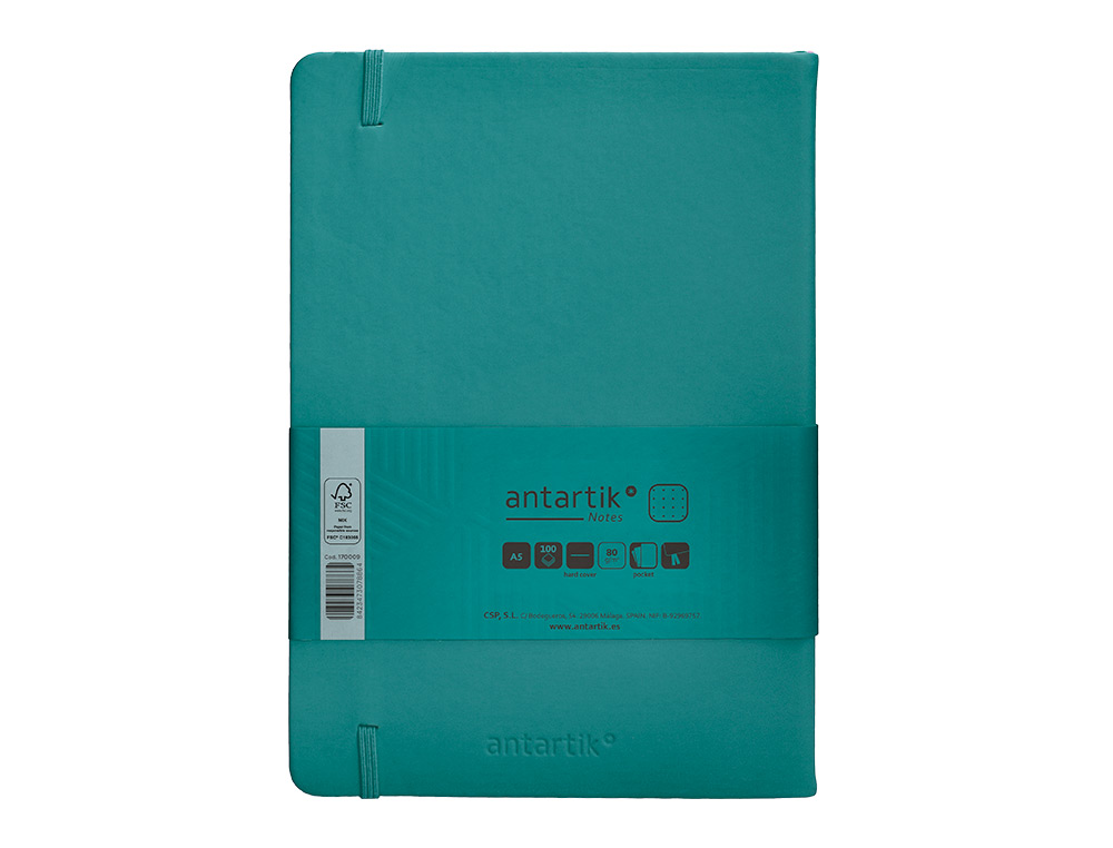 Caderno com elastico antartik capa dura a5 folhas pontos verde agua-marinha 100 folhas 80 gr fsc ( Imagem 3 de 11 ) - Preview